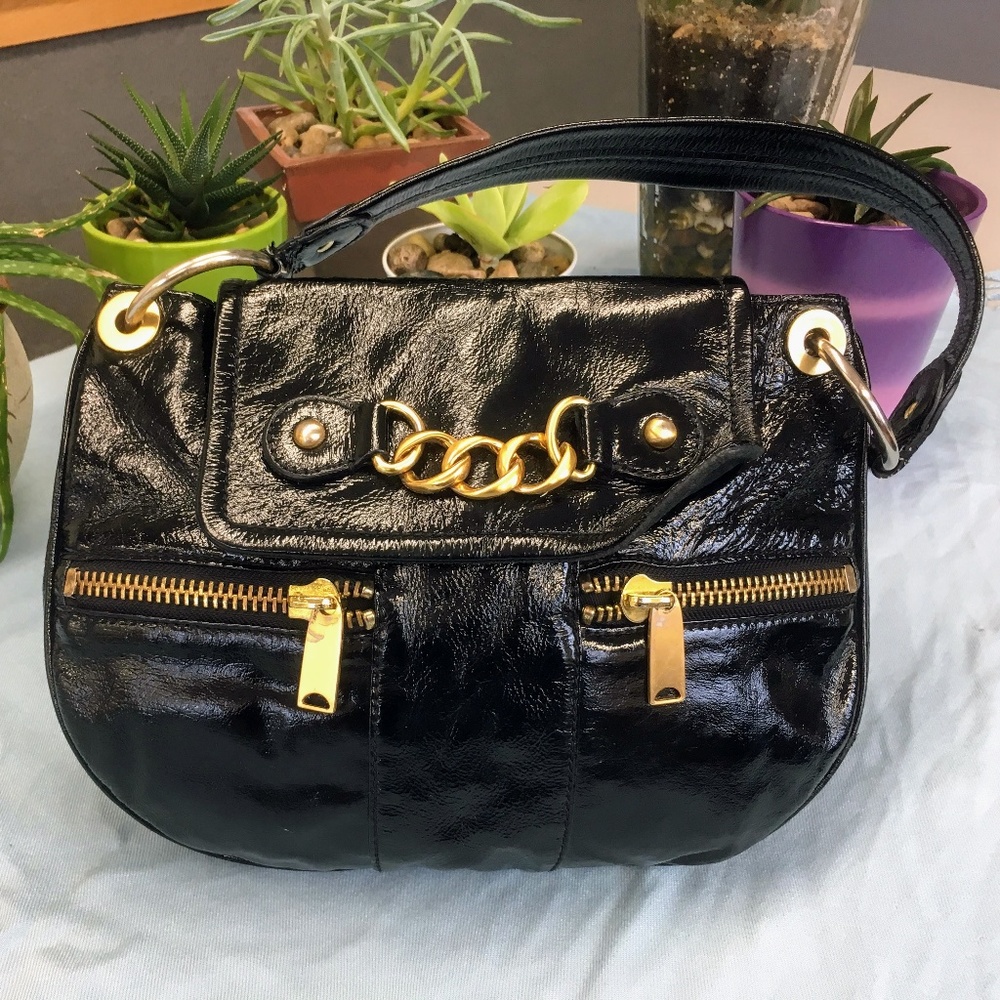 Cynthia Rowley Black Patent Leather Martha Bag